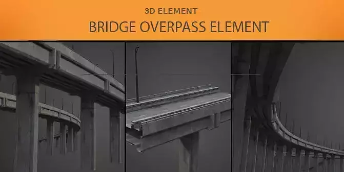 Bridge Overpass 3D Element Low-poly 3D model