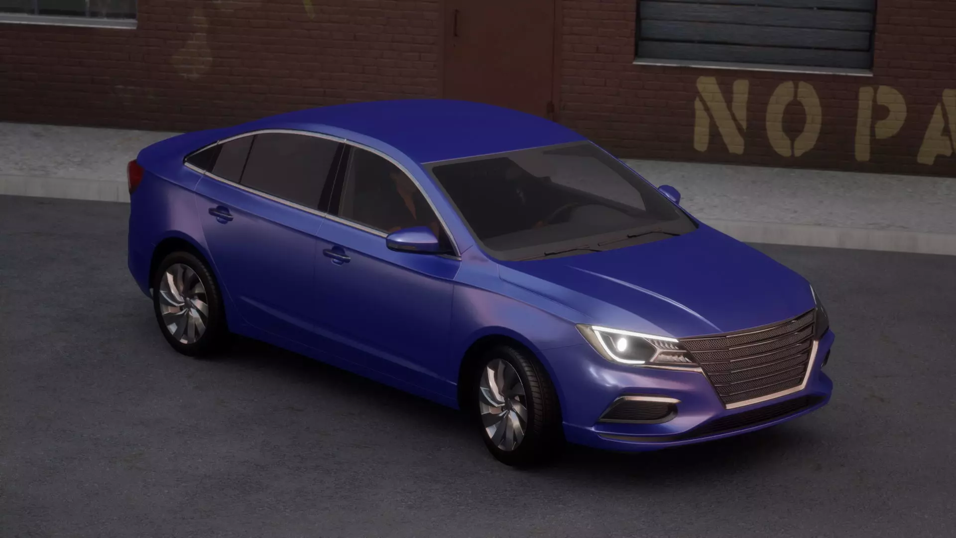 Sedan Car Low-poly 3D model_0