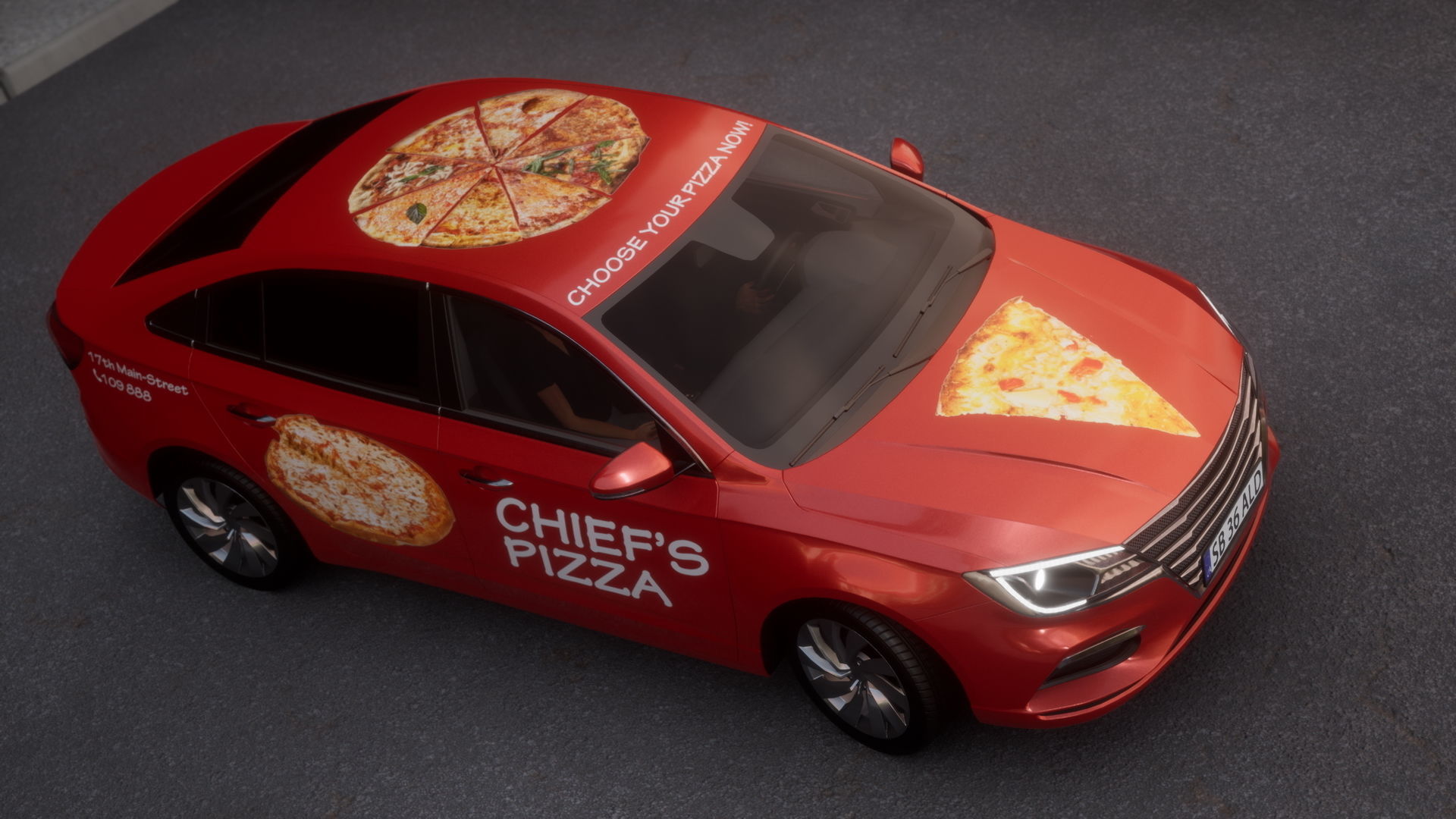 Sedan Car Low-poly 3D model_4