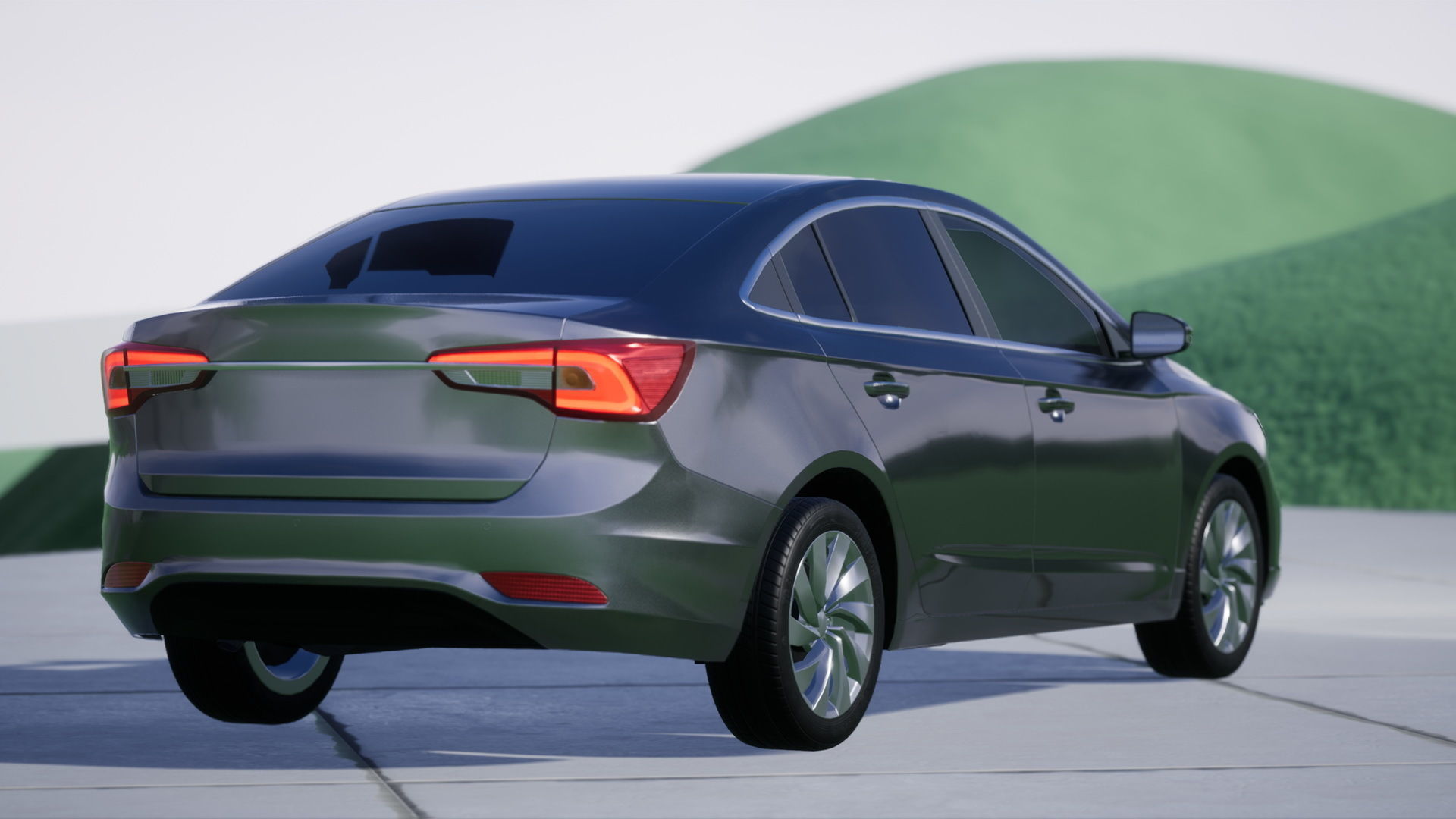 Sedan Car Low-poly 3D model_11