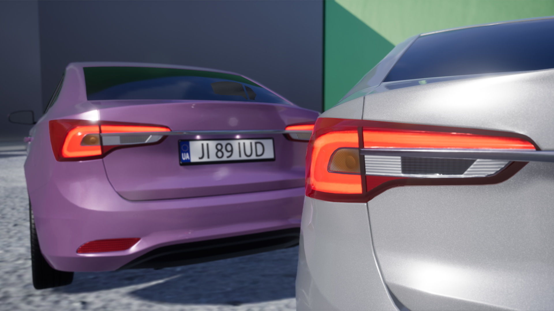 Sedan Car Low-poly 3D model_5