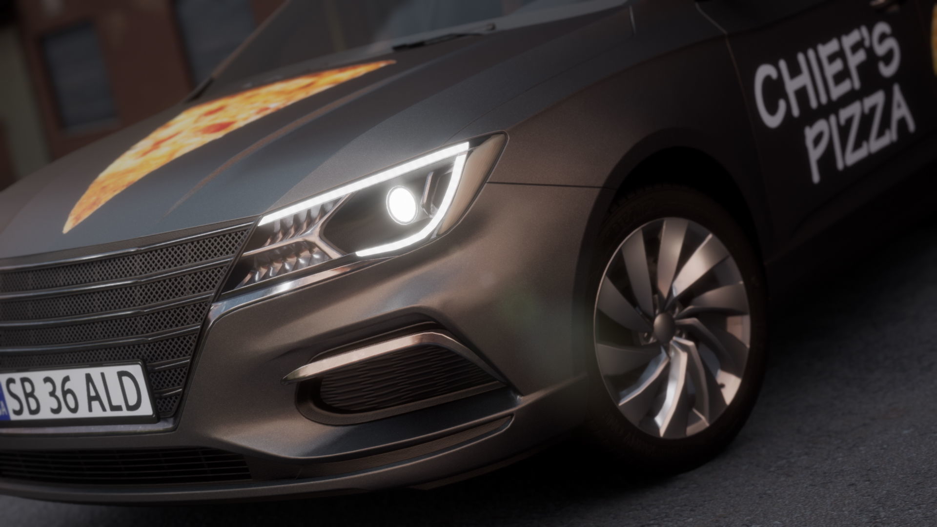 Sedan Car Low-poly 3D model_6