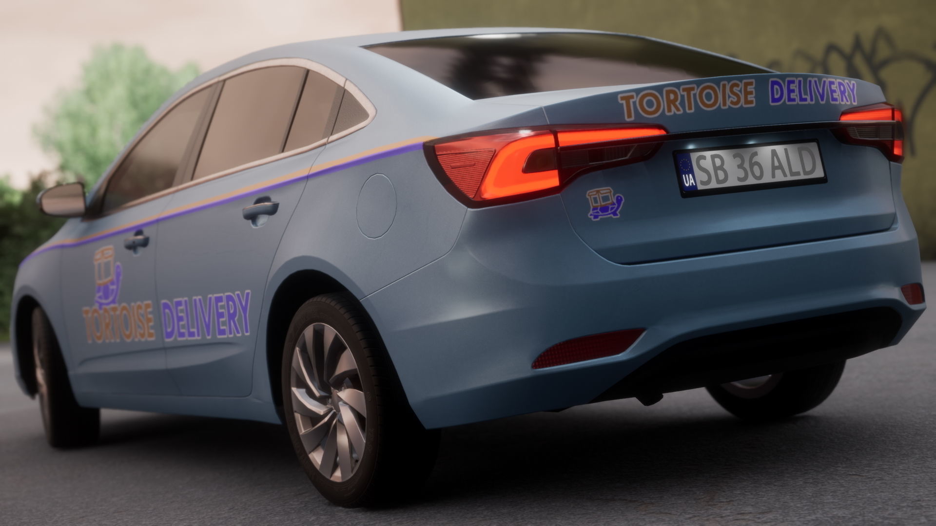 Sedan Car Low-poly 3D model_7