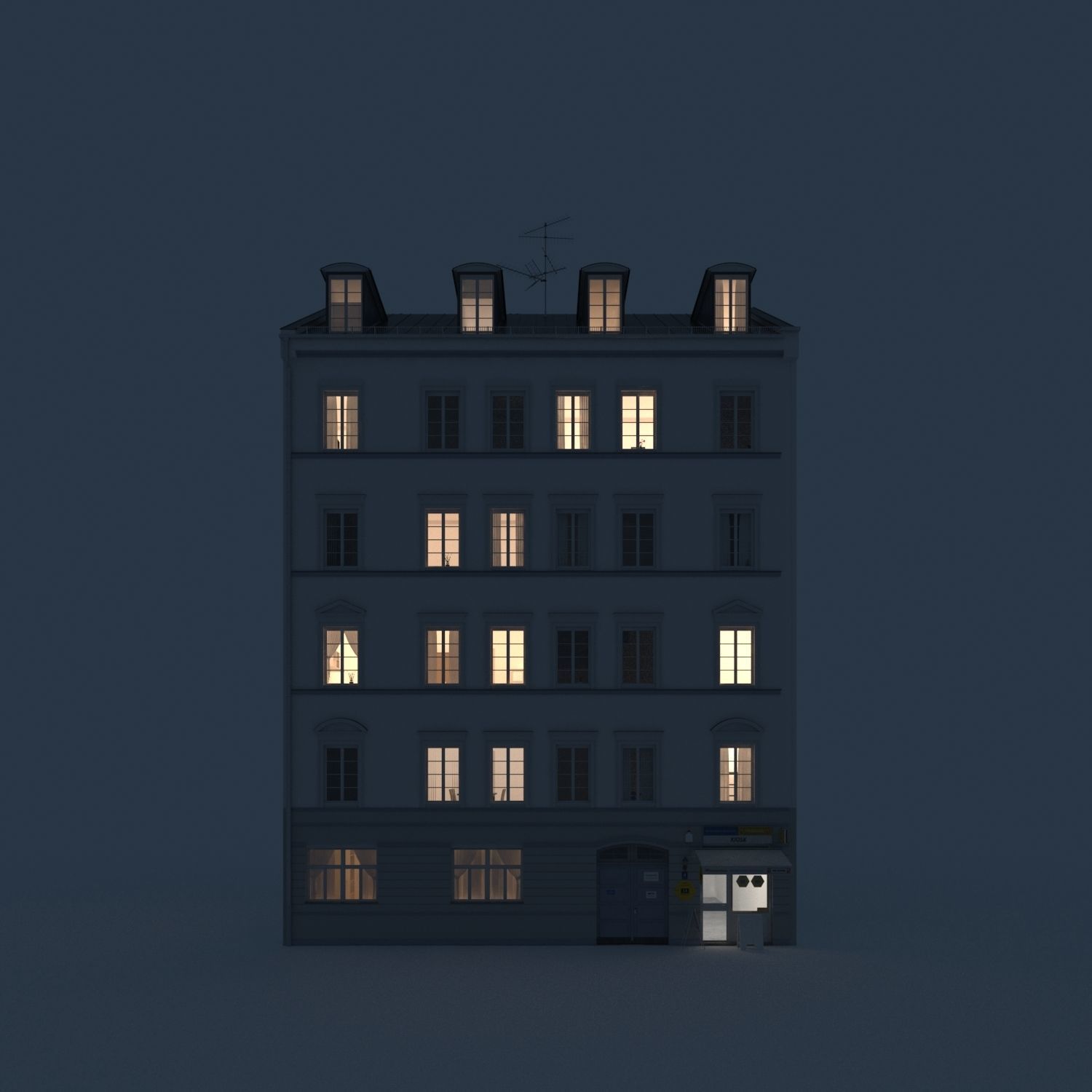 Residential City Building - Row - 08 - Kiosk 3D model_2