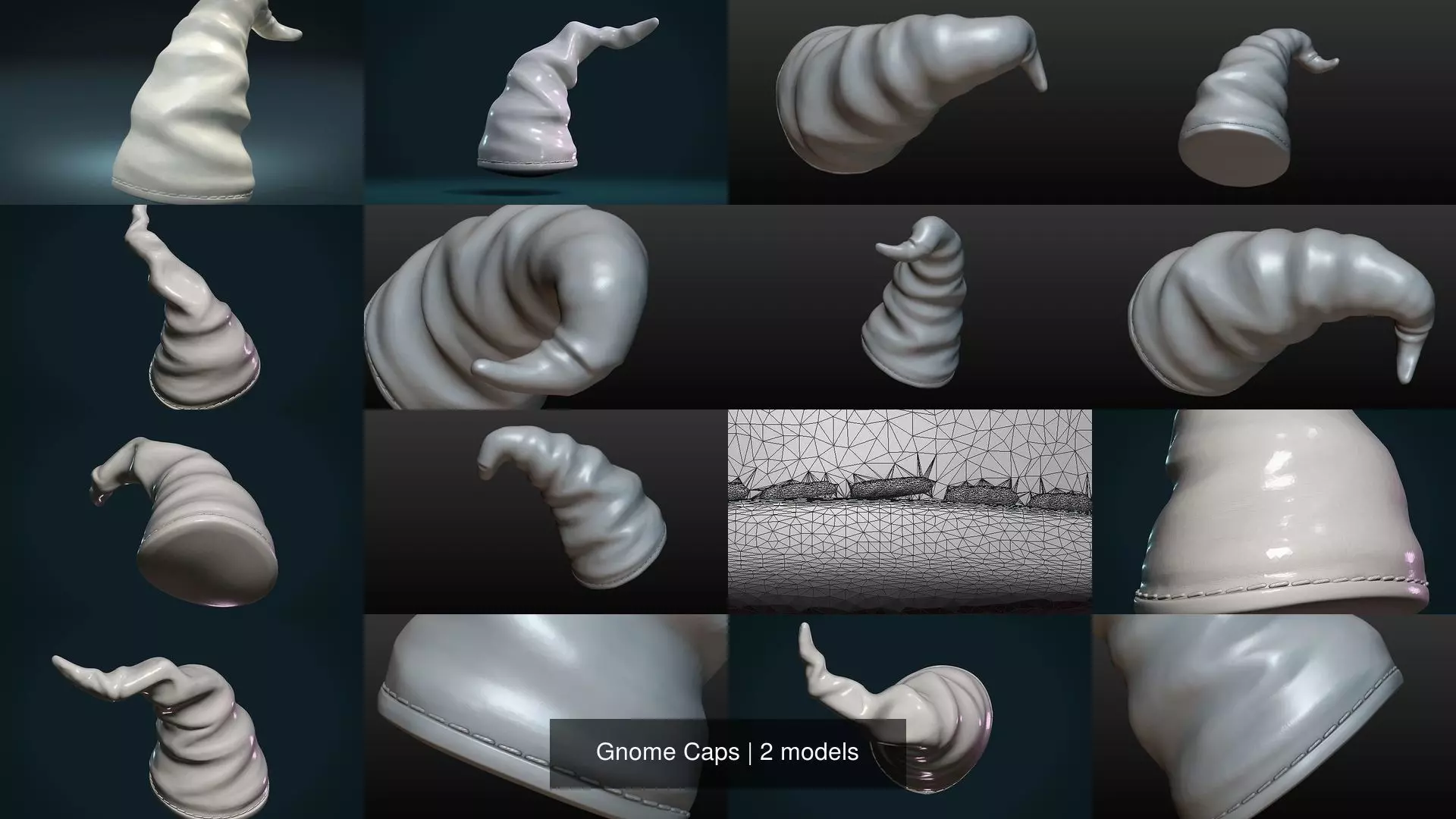 Gnome Caps 3D Model Collection_0