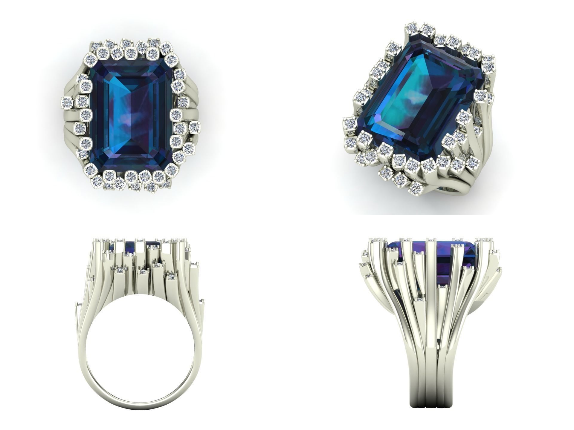 op - 4 topaz and diamond ring 3D print model_5