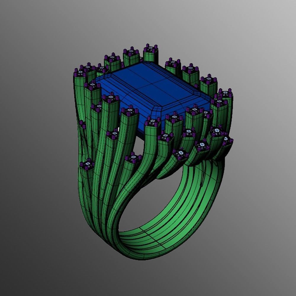 op - 4 topaz and diamond ring 3D print model_2