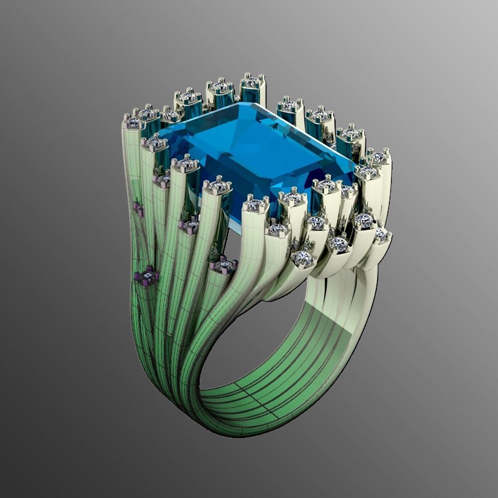 op - 4 topaz and diamond ring 3D print model_1