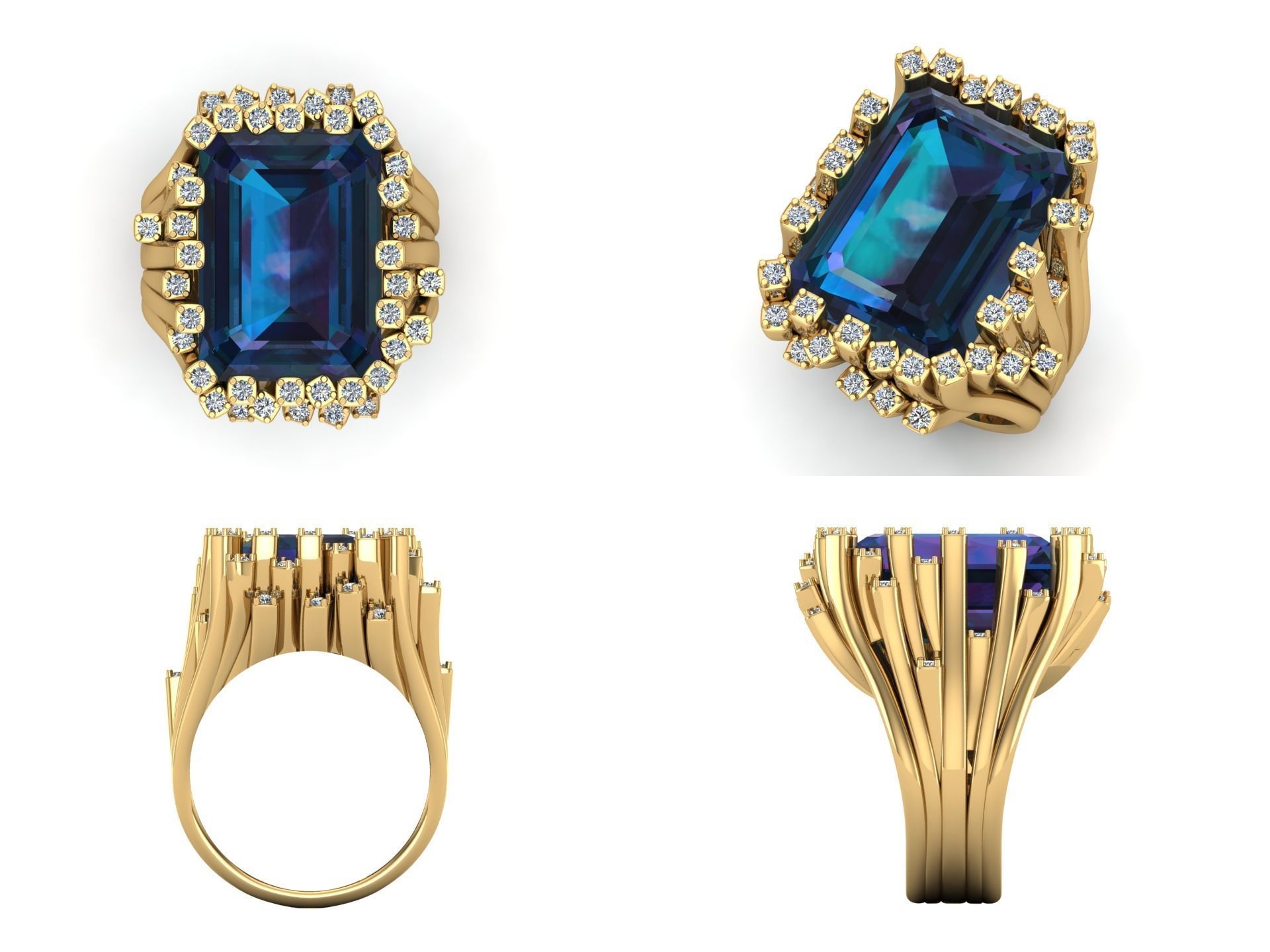 op - 4 topaz and diamond ring 3D print model_4