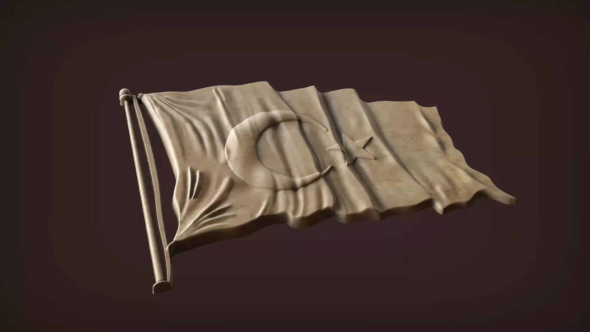 Turkish Flag 3D Model STL 3D print model_1