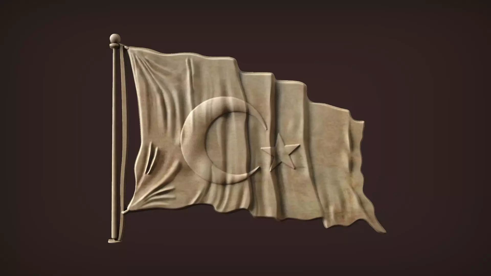 Turkish Flag 3D Model STL 3D print model_0