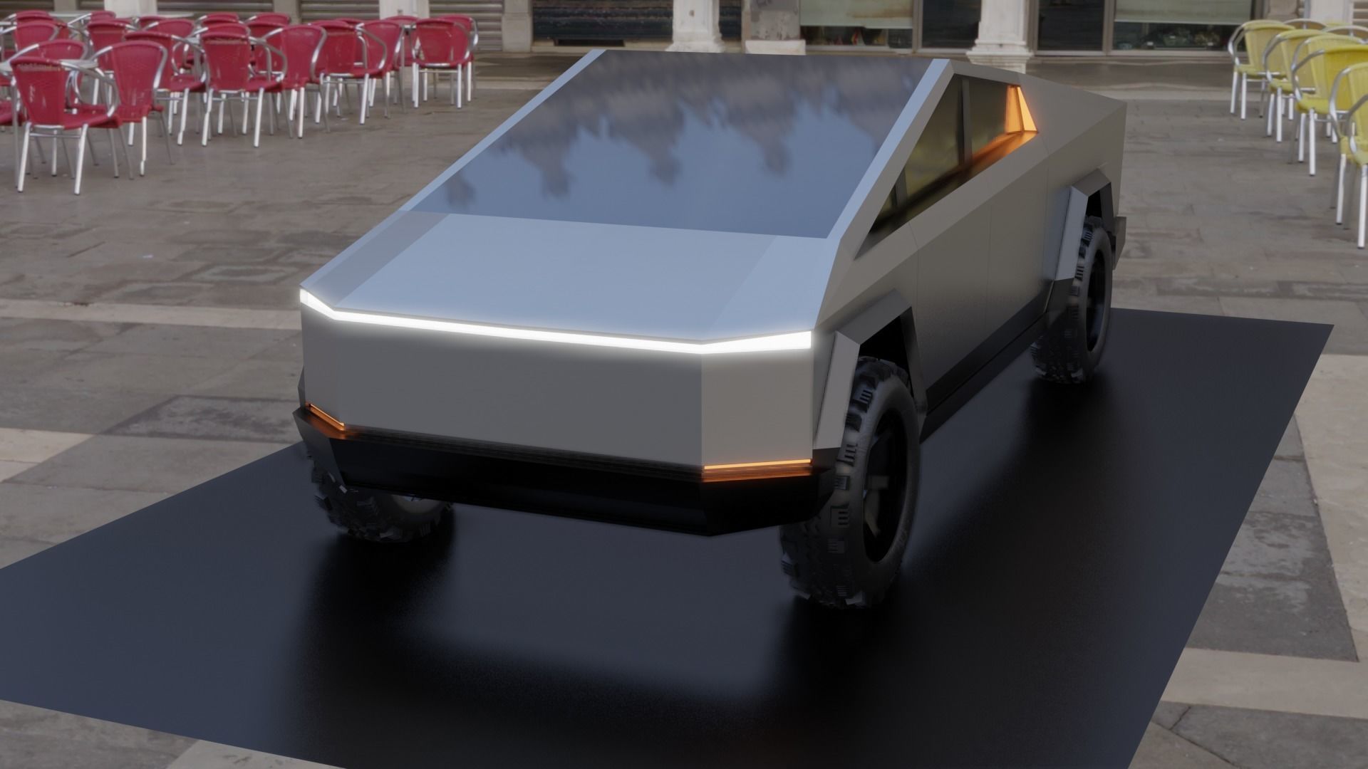 Tesla Cybertruck Low-poly 3D model_2