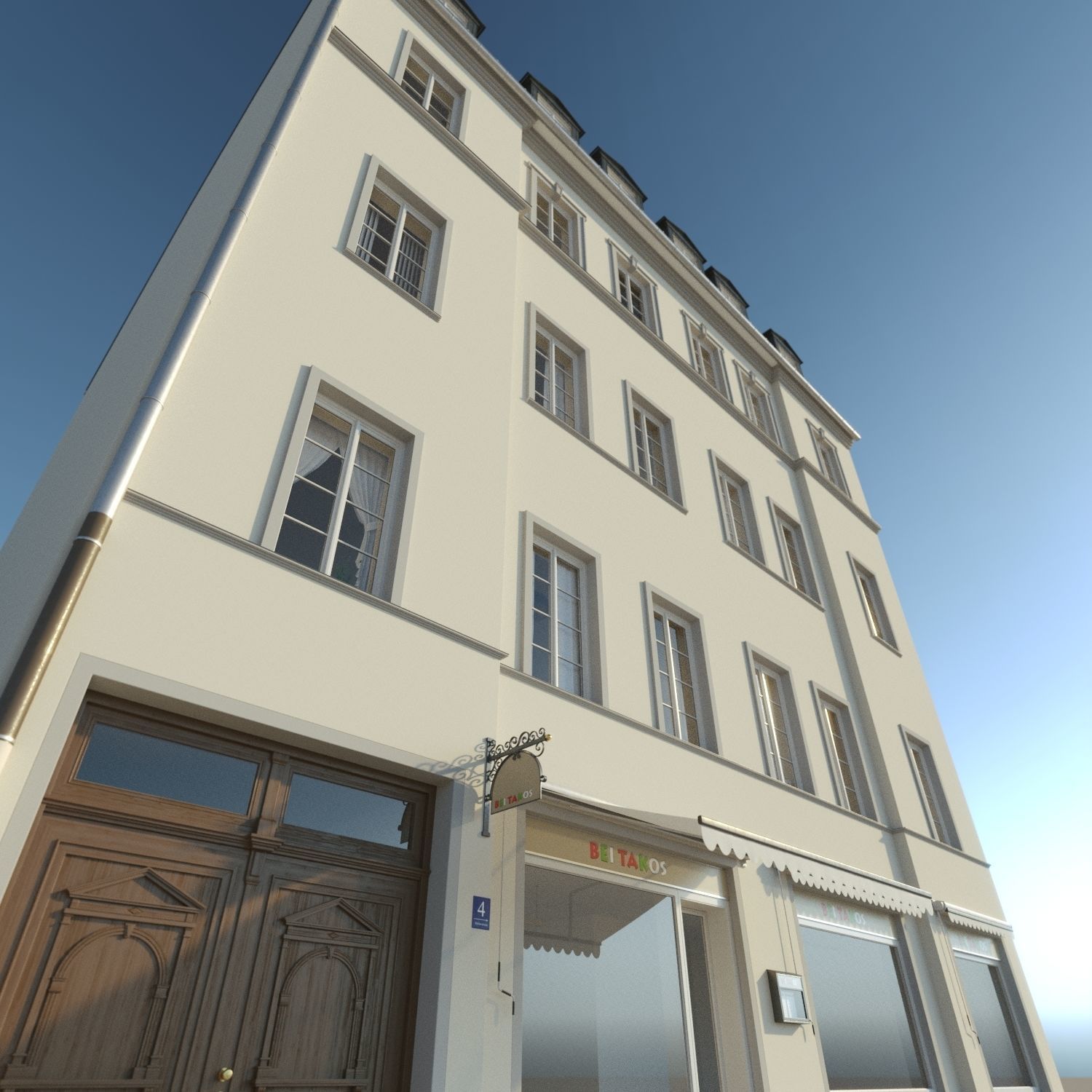 Residential City Building - Row - 07 - Shopfront 3D model_6
