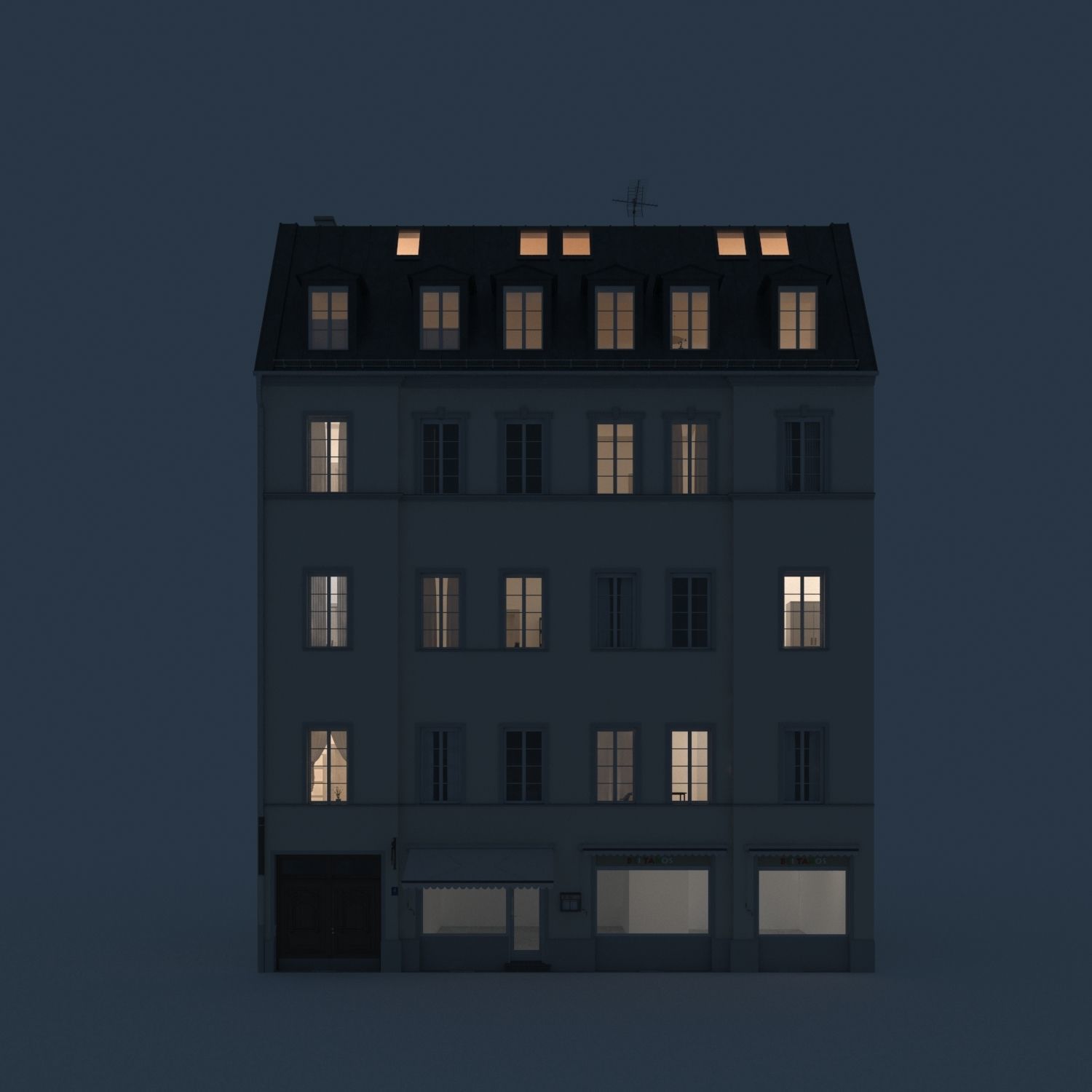 Residential City Building - Row - 07 - Shopfront 3D model_2