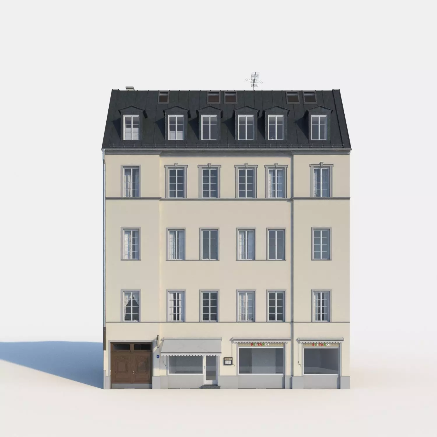 Residential City Building - Row - 07 - Shopfront 3D model_0