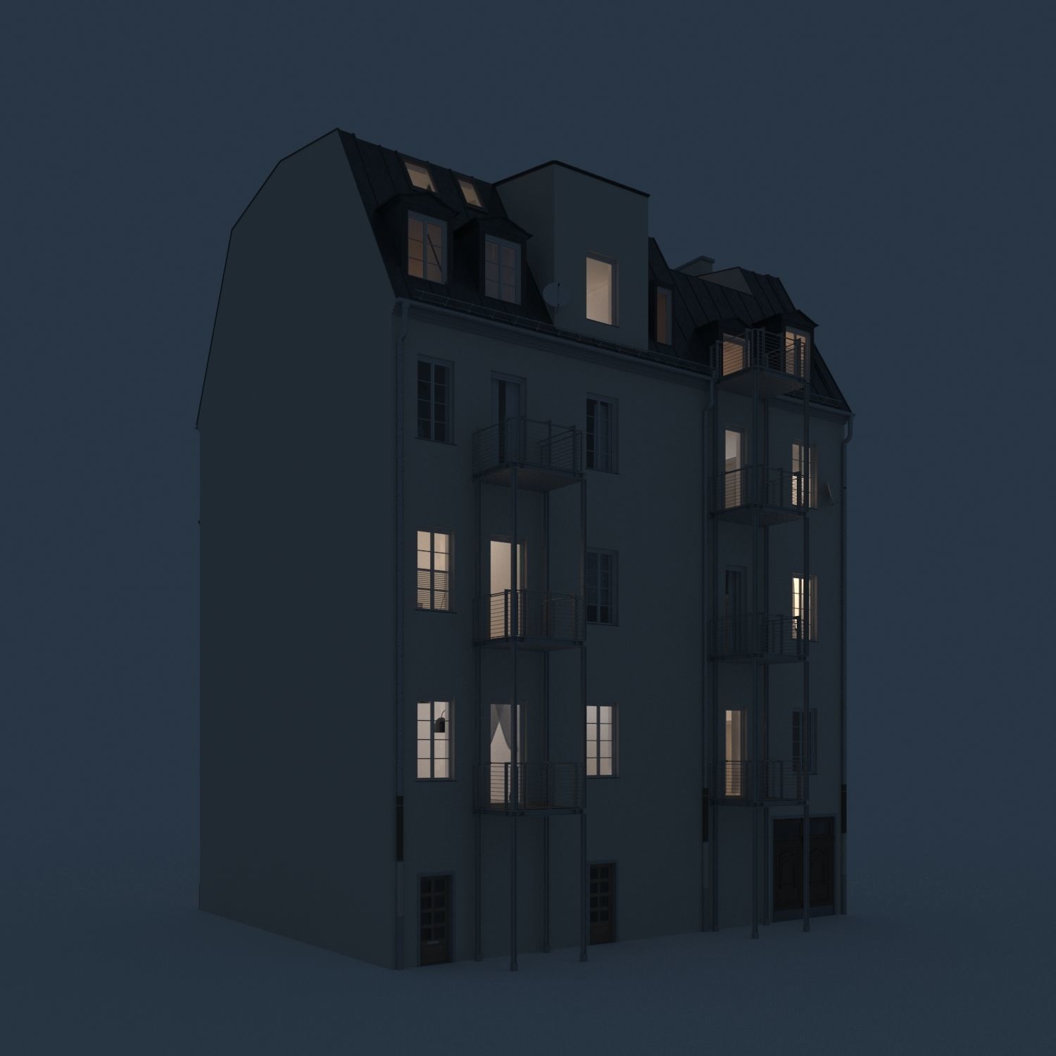 Residential City Building - Row - 07 - Shopfront 3D model_3