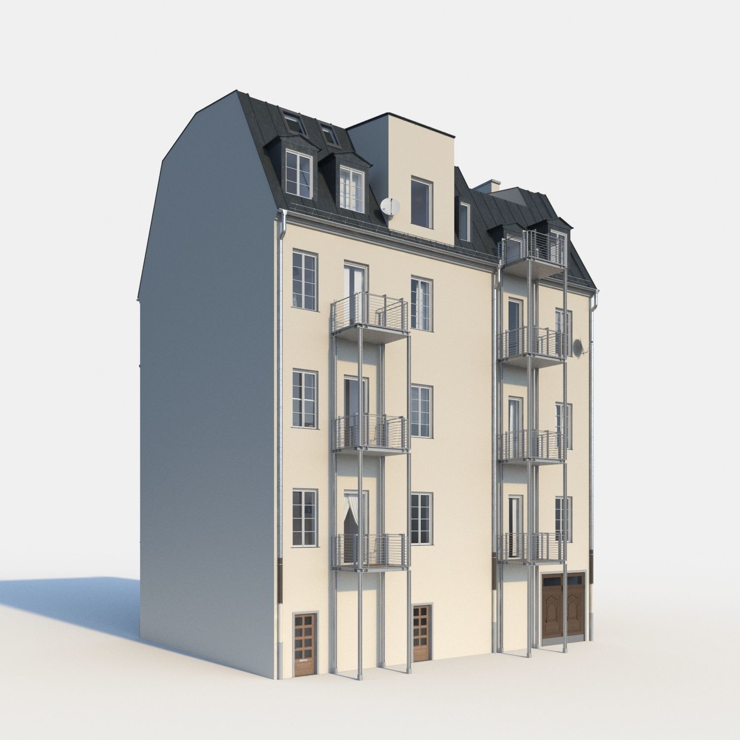 Residential City Building - Row - 07 - Shopfront 3D model_1