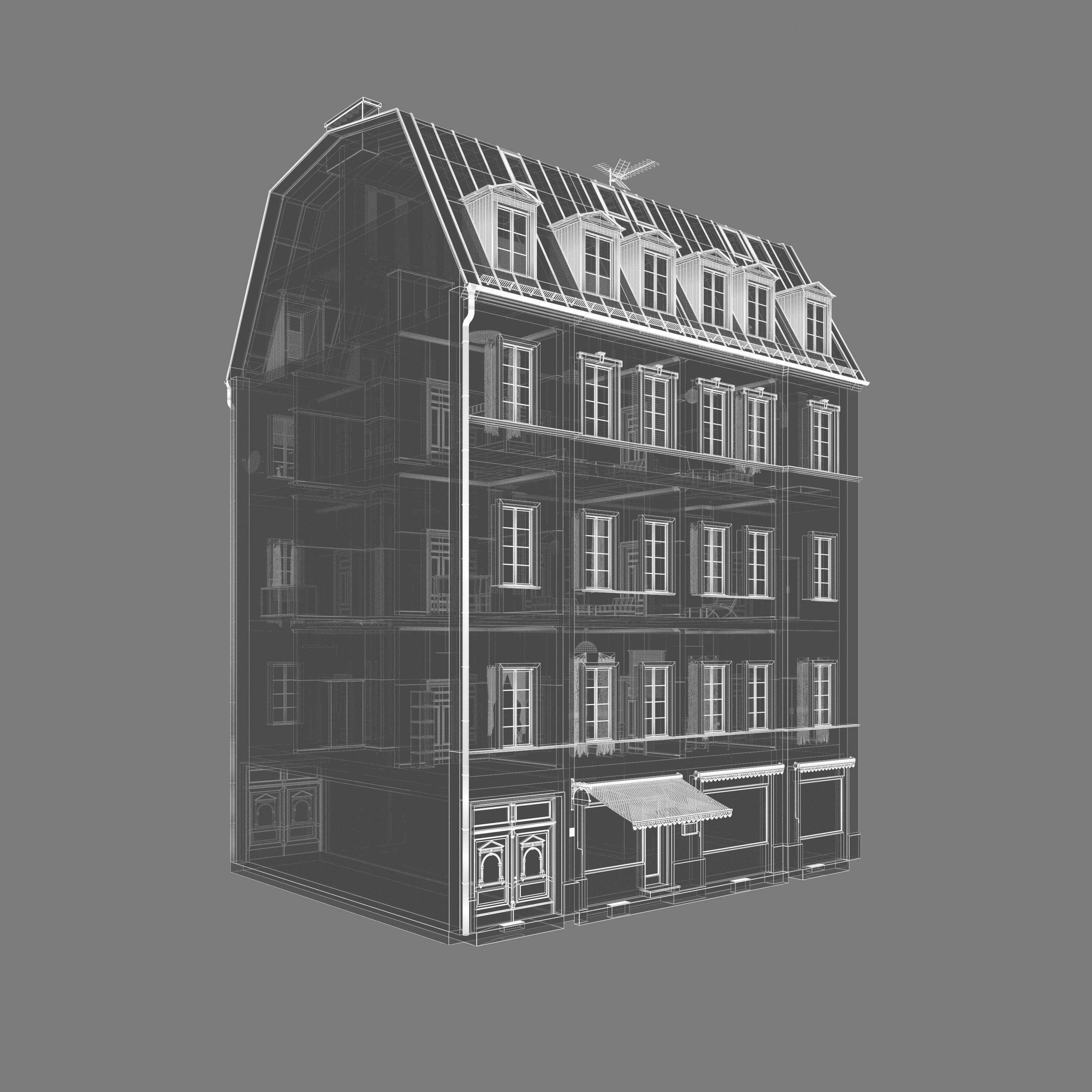 Residential City Building - Row - 07 - Shopfront 3D model_4
