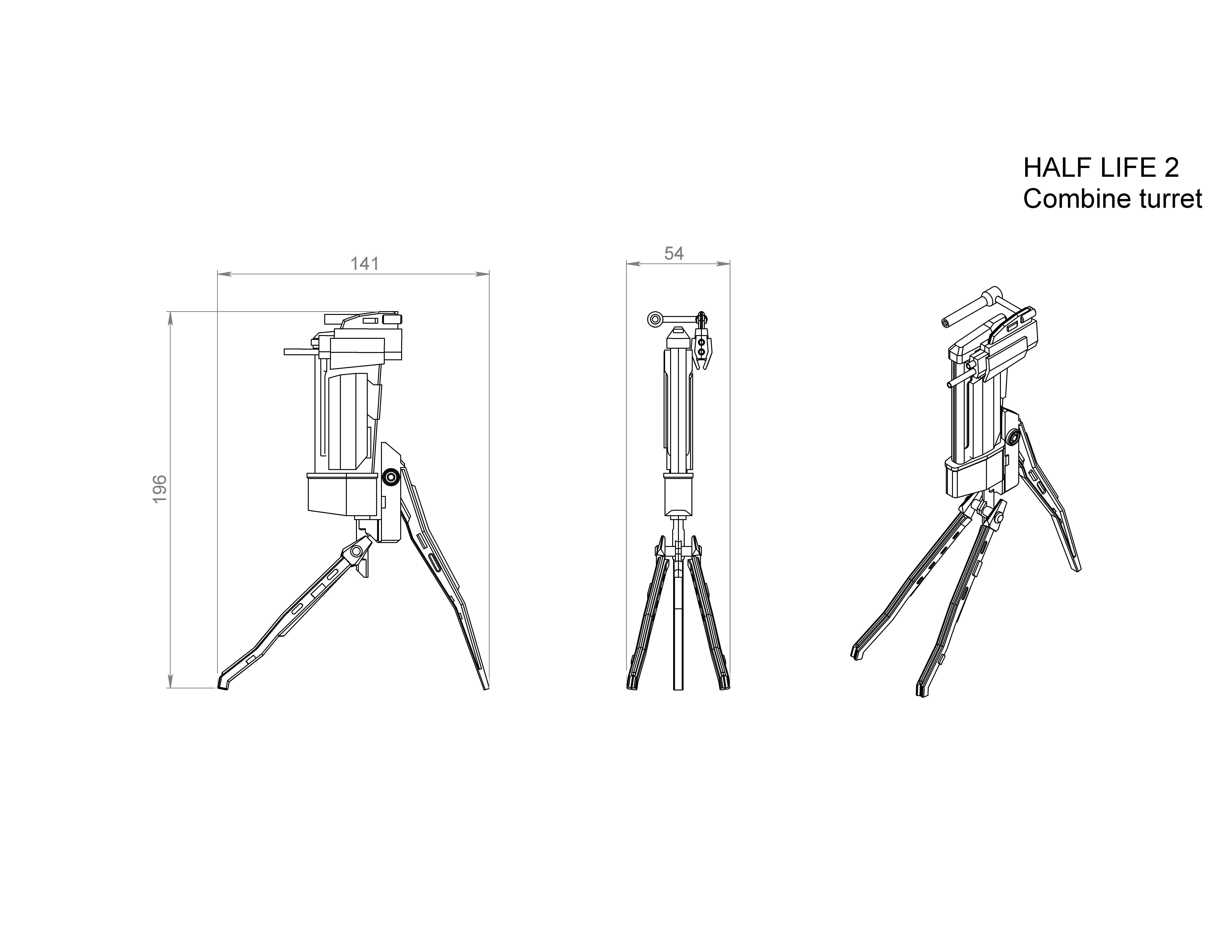 HALF LIFE 2 Combine turret 3D print model_5