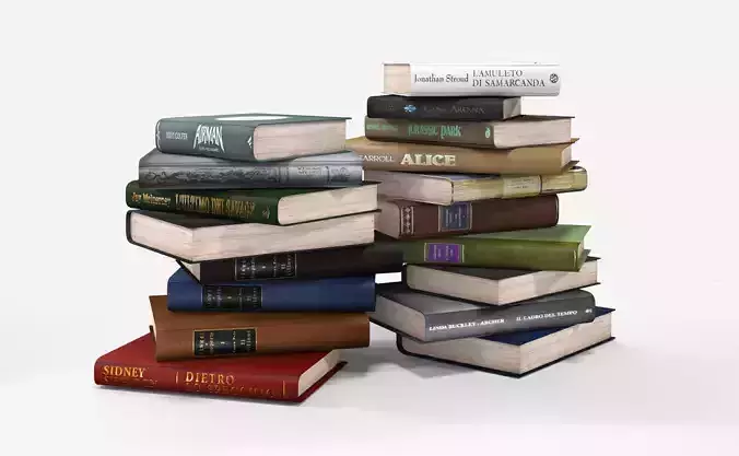 pile of books 3d model Low-poly 3D model