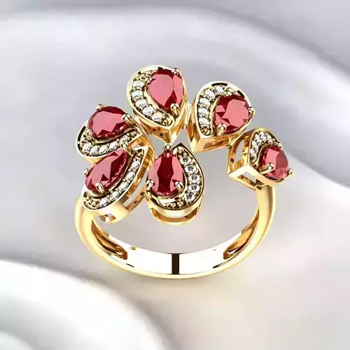 Ruby Pears Gold Ring