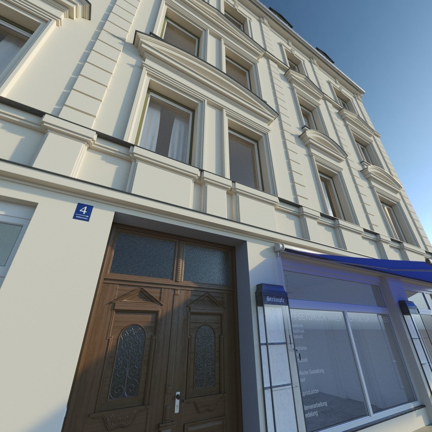 Residential City Building - Row - 10 - Storefront and Stucco 3D model_8