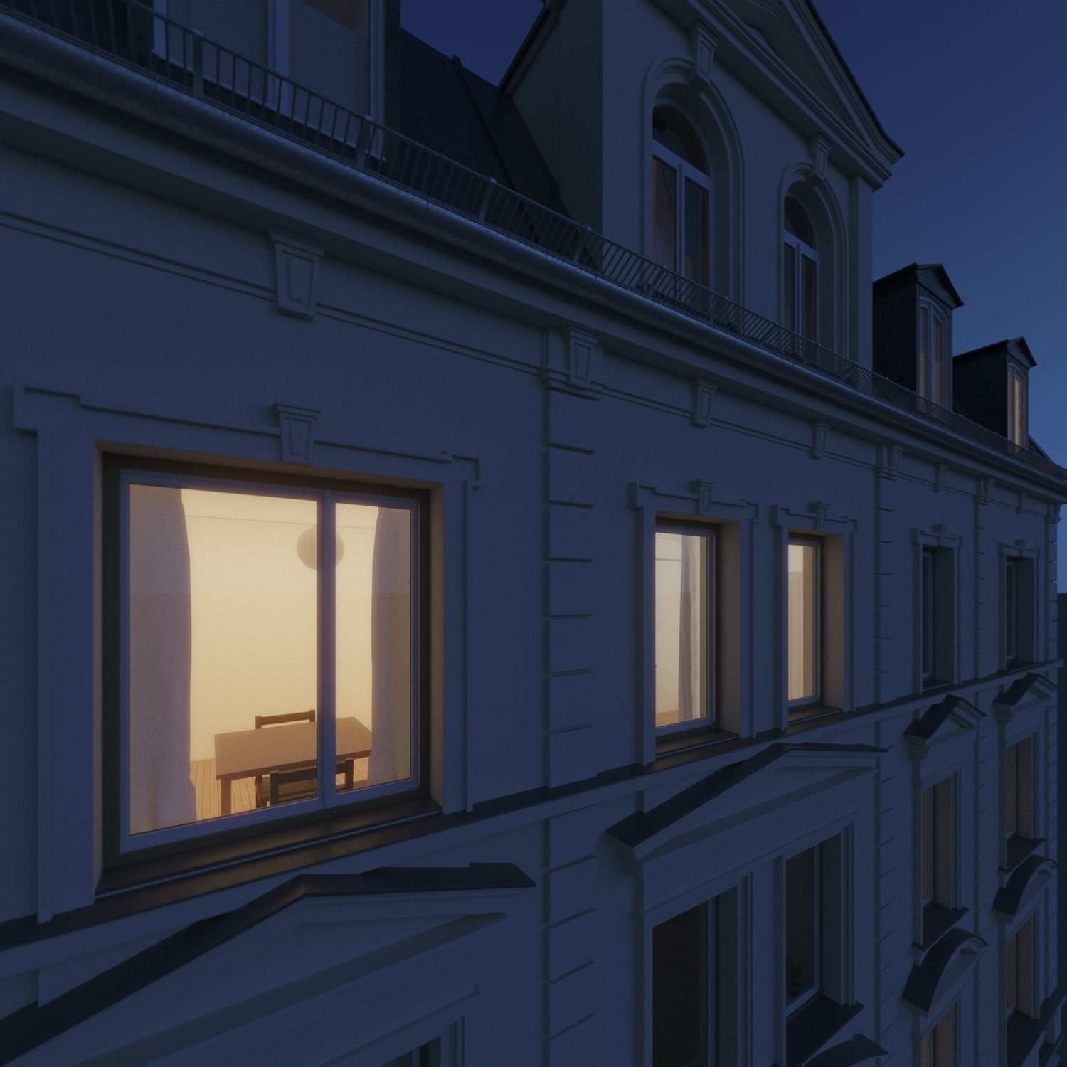 Residential City Building - Row - 10 - Storefront and Stucco 3D model_9