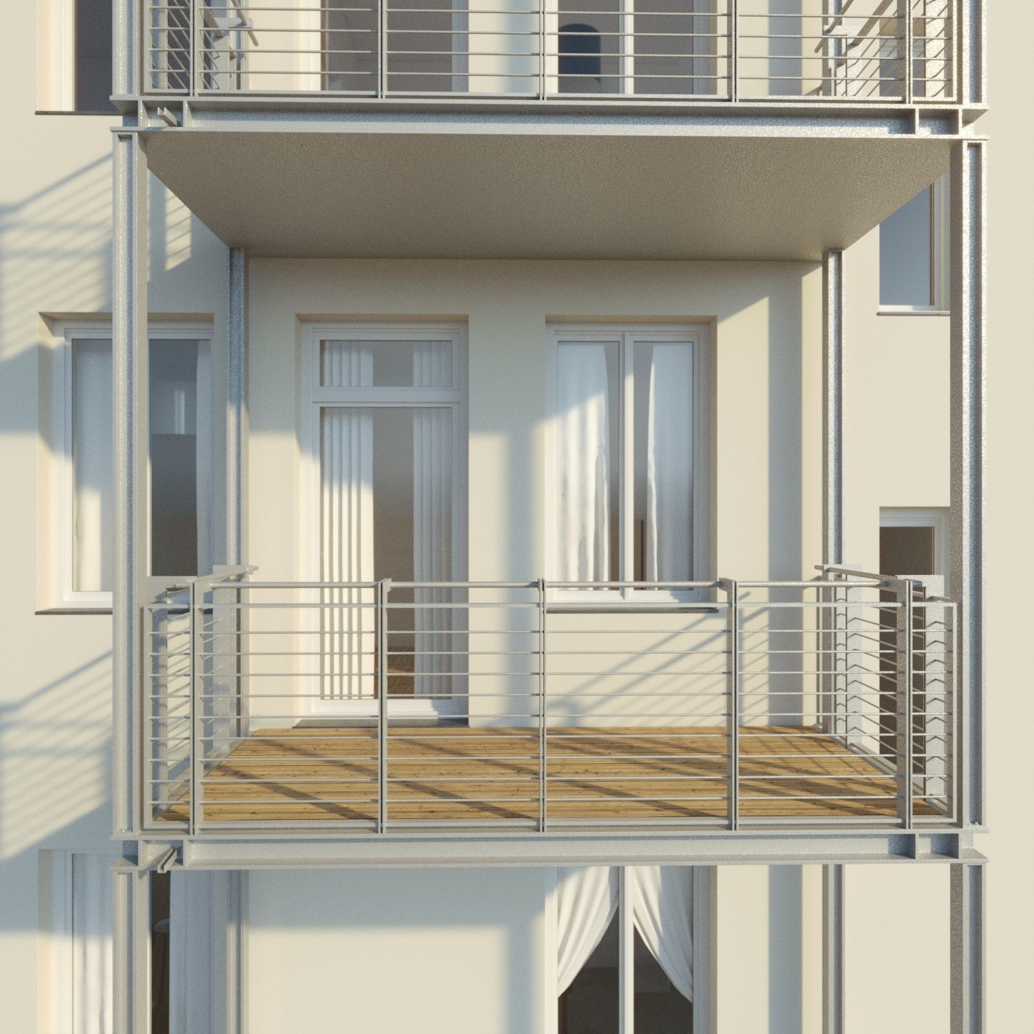 Residential City Building - Row - 10 - Storefront and Stucco 3D model_7