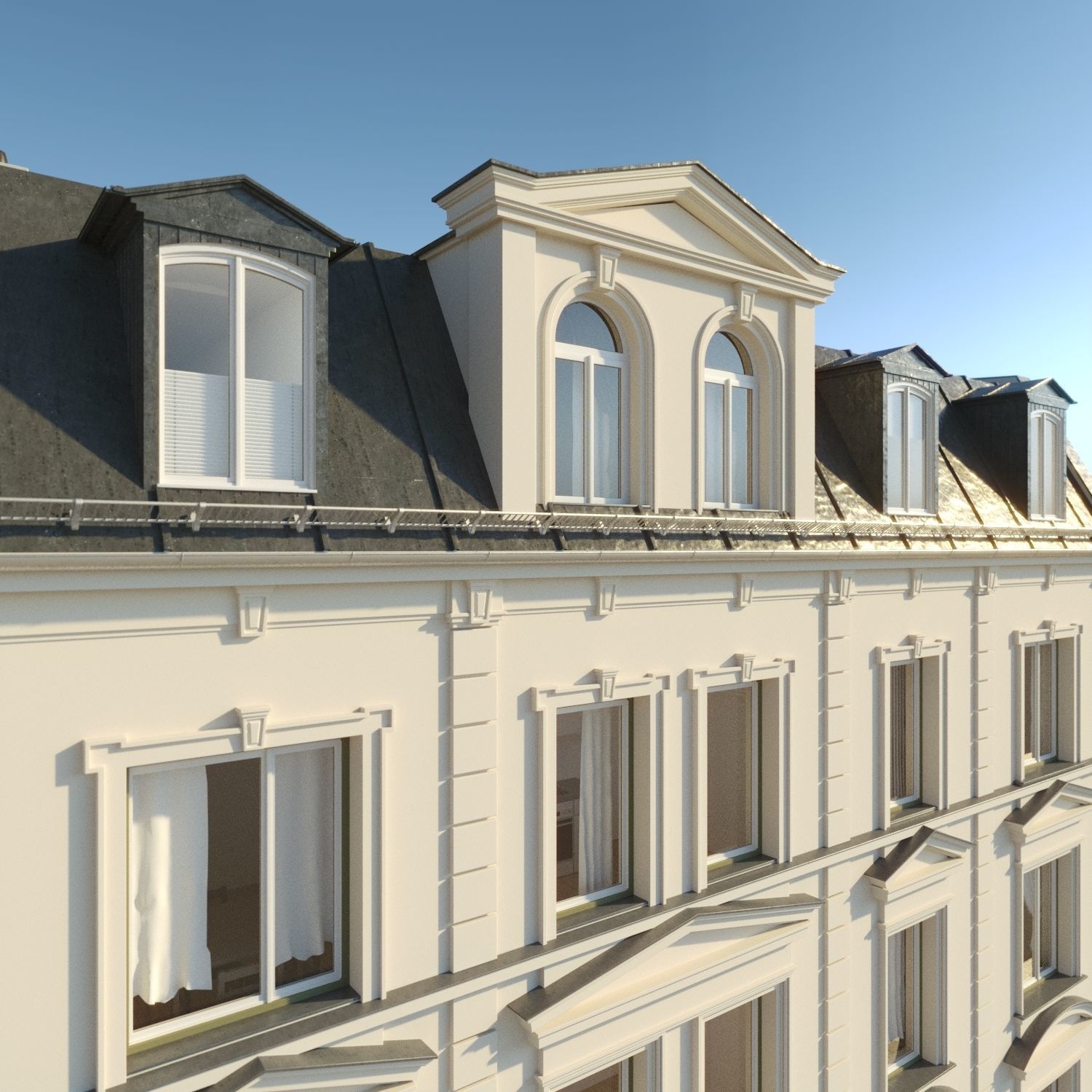 Residential City Building - Row - 10 - Storefront and Stucco 3D model_5