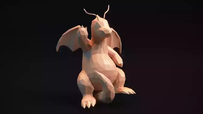 Dragonite - Stylized Pokemon LowPoly Art -  3D print model