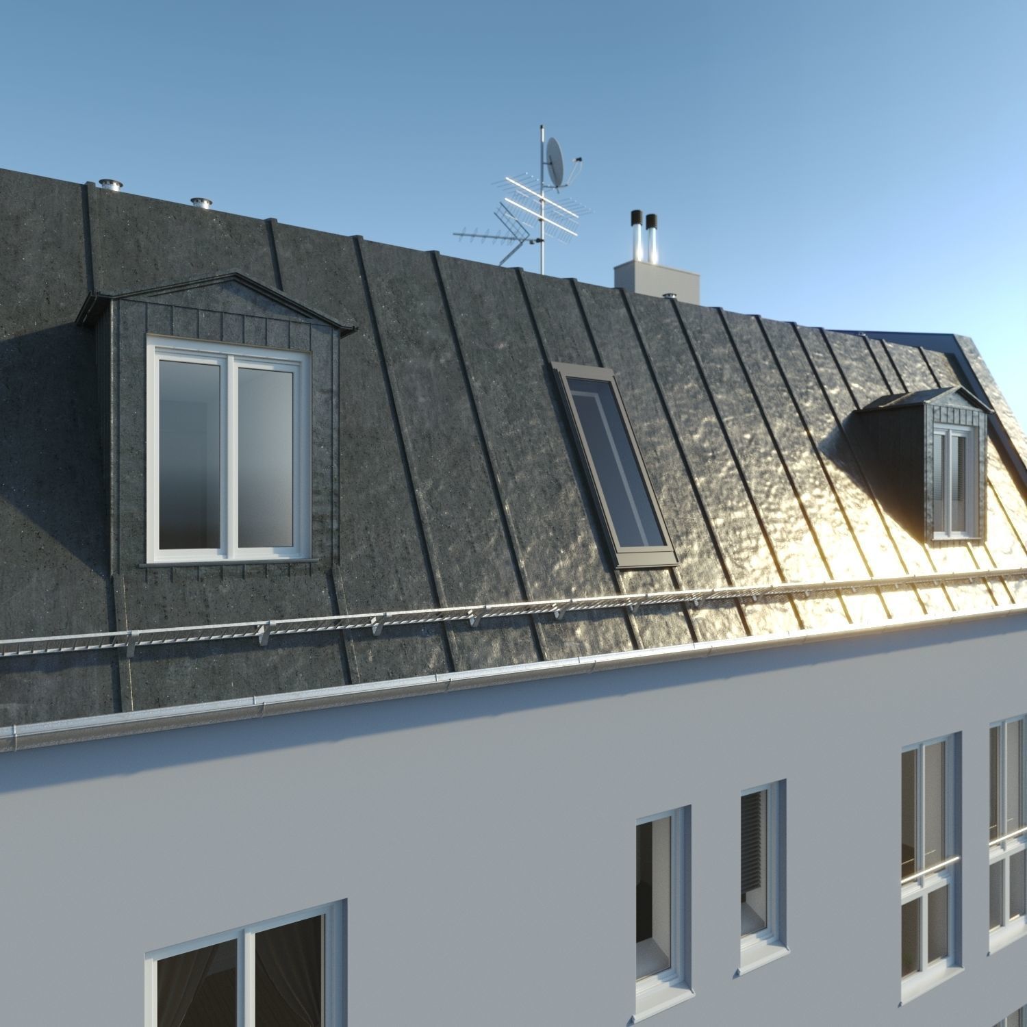 Residential City Building - Row - 12 - Modern Entrance 3D model_8