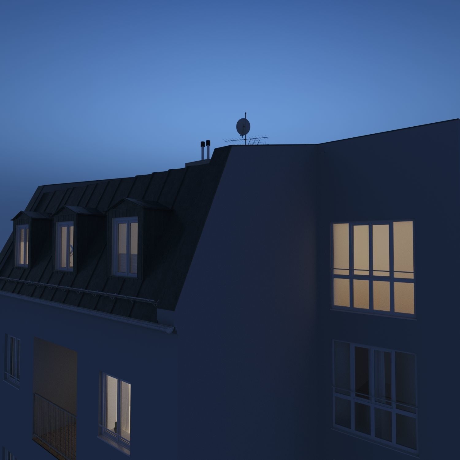 Residential City Building - Row - 12 - Modern Entrance 3D model_10