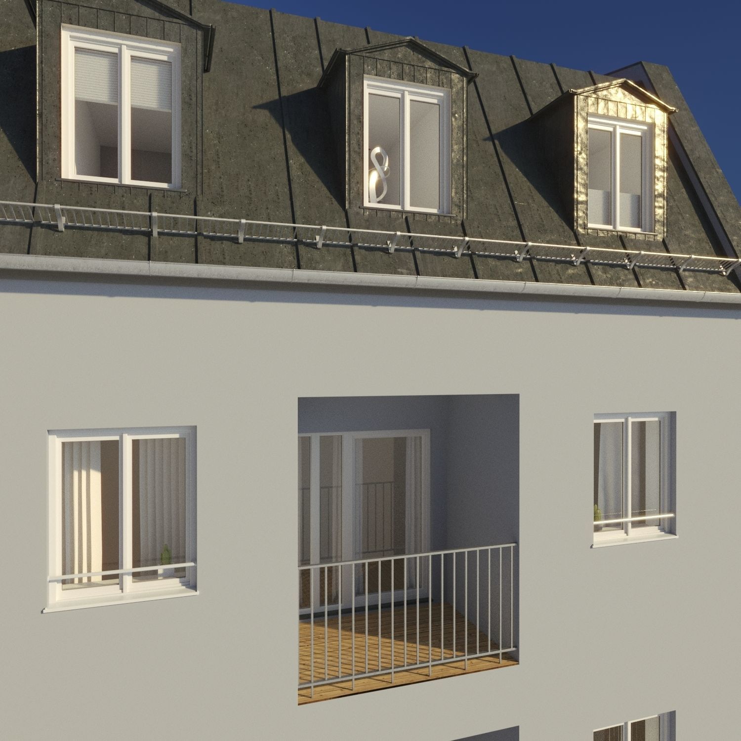 Residential City Building - Row - 12 - Modern Entrance 3D model_5