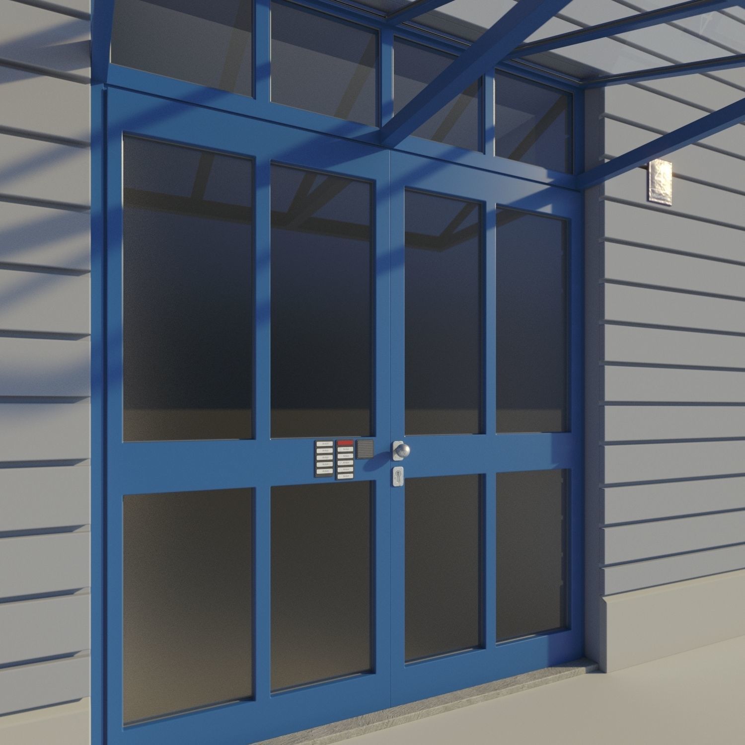 Residential City Building - Row - 12 - Modern Entrance 3D model_6
