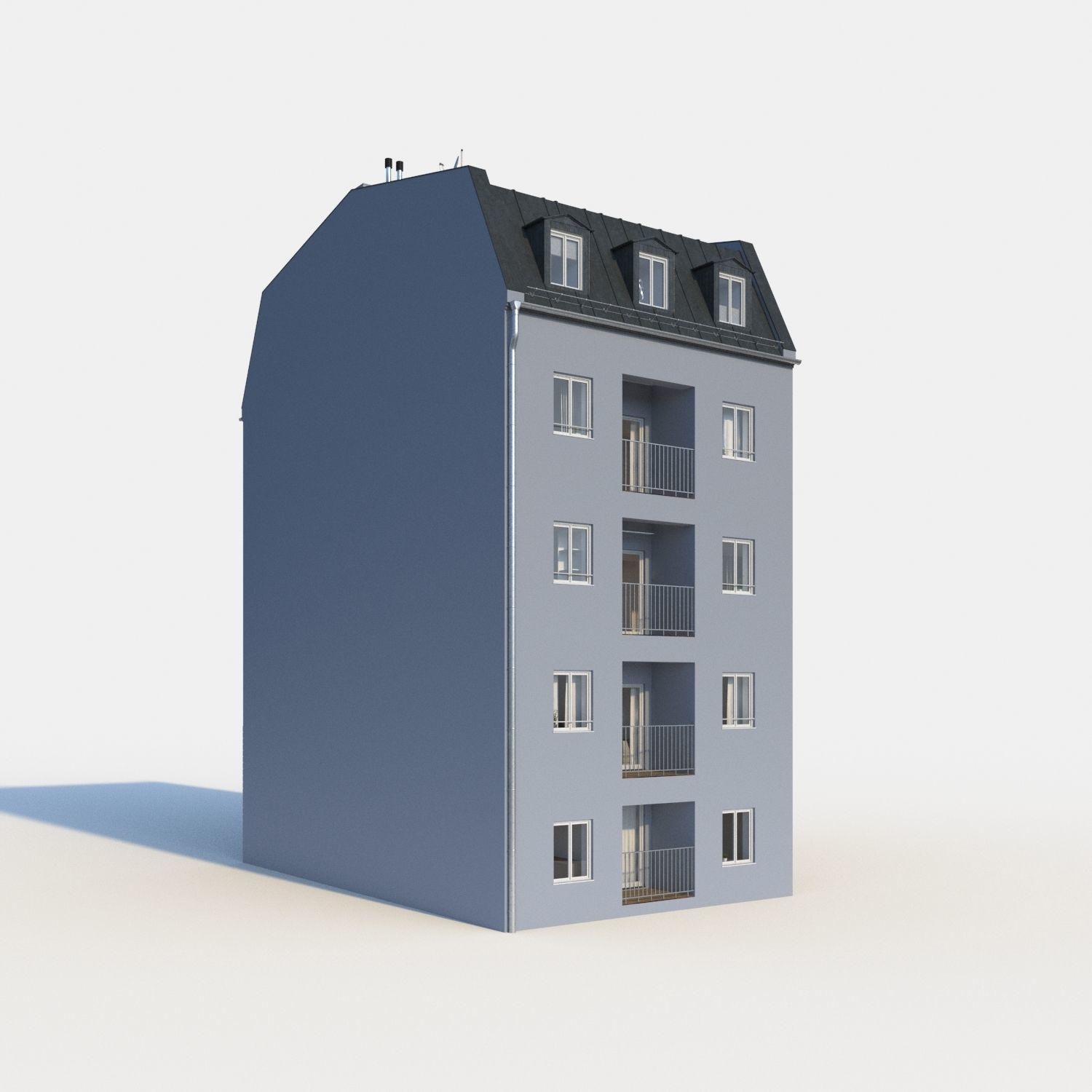 Residential City Building - Row - 12 - Modern Entrance 3D model_1