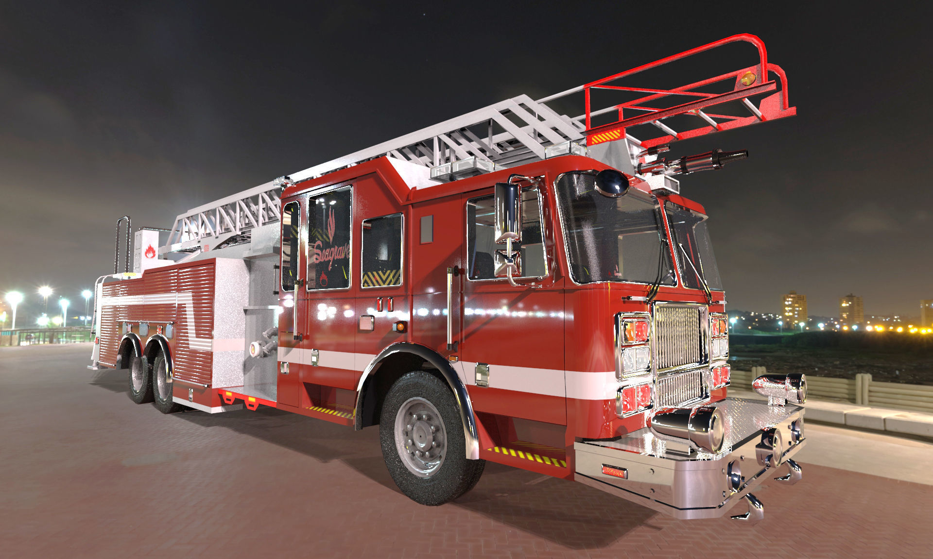 FireTruck Seagrave 2006 43K polys Low-poly 3D model_4