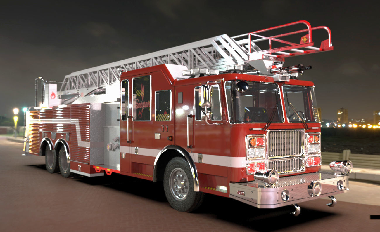 FireTruck Seagrave 2006 43K polys Low-poly 3D model_3