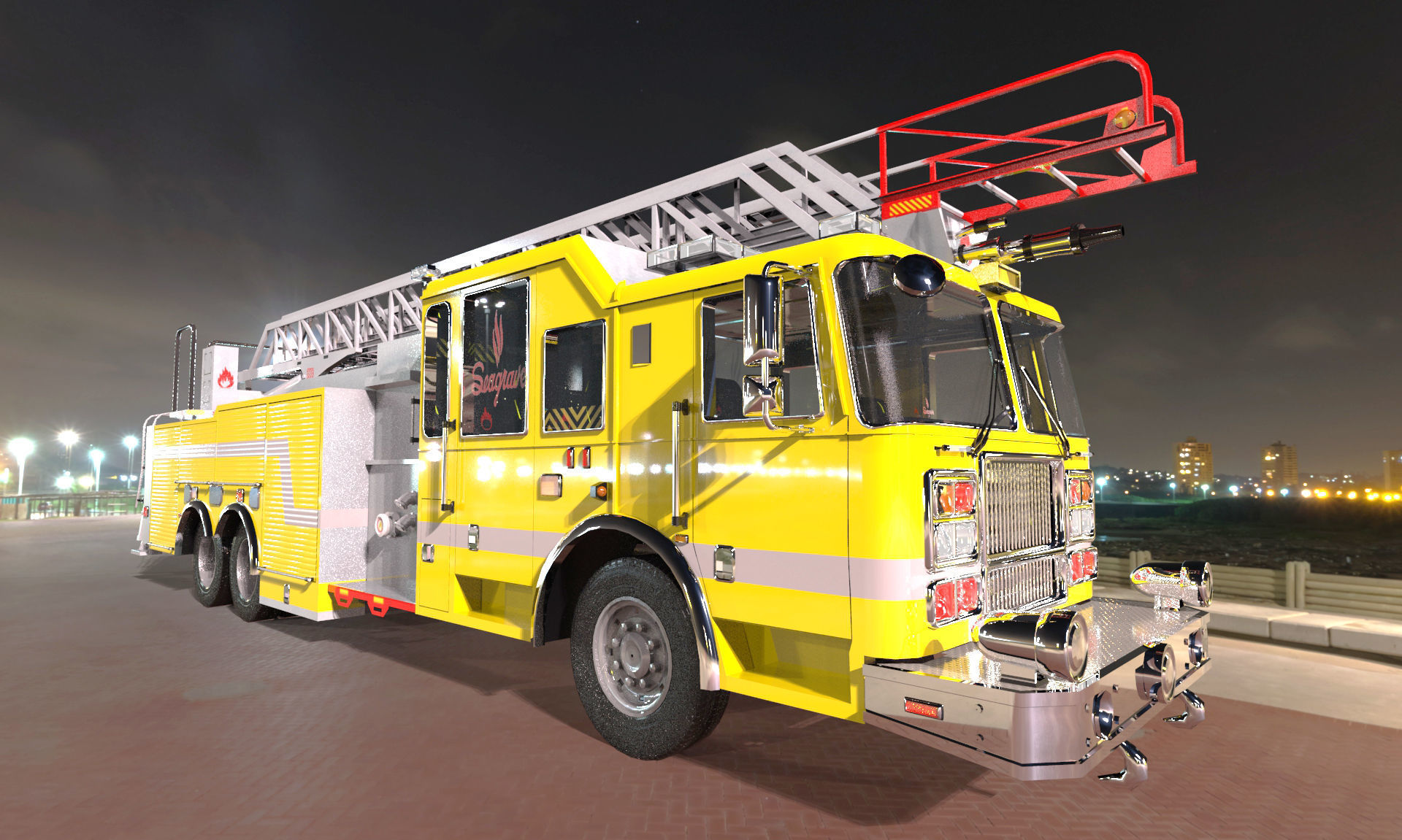 FireTruck Seagrave 2006 43K polys Low-poly 3D model_13