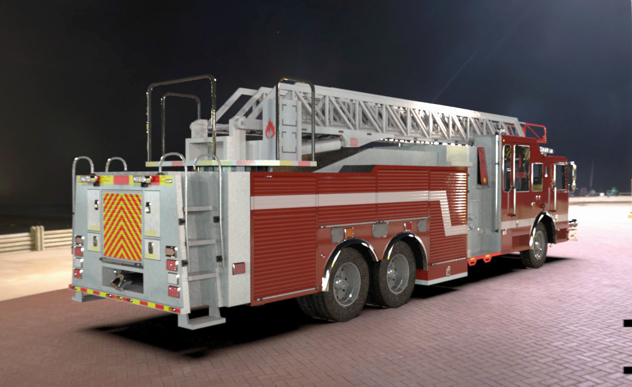 FireTruck Seagrave 2006 43K polys Low-poly 3D model_7