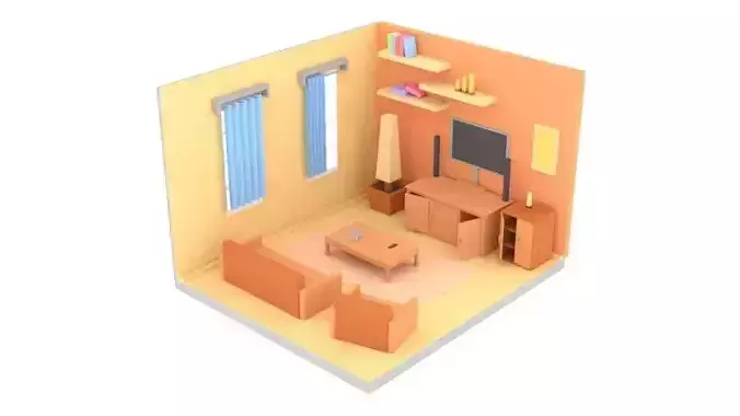 Low-poly Cartoon Livingroom Pack