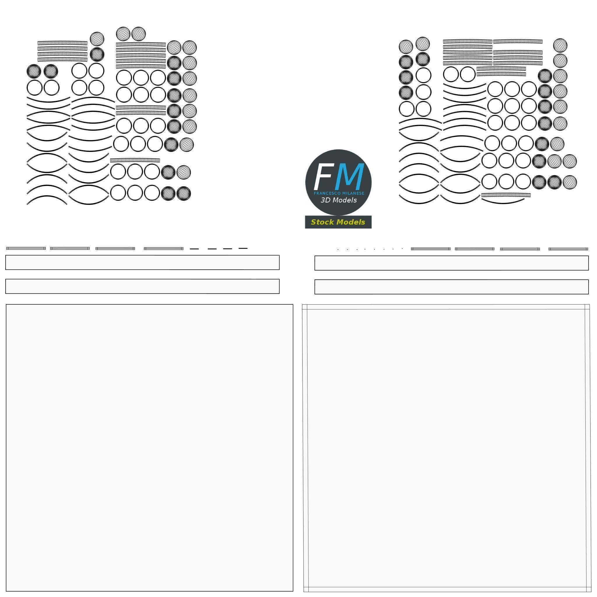 Draughts game board 3D model_11