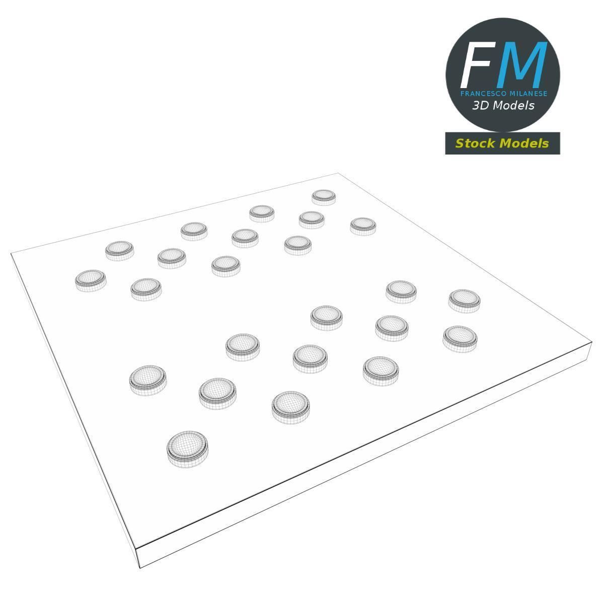 Draughts game board 3D model_7