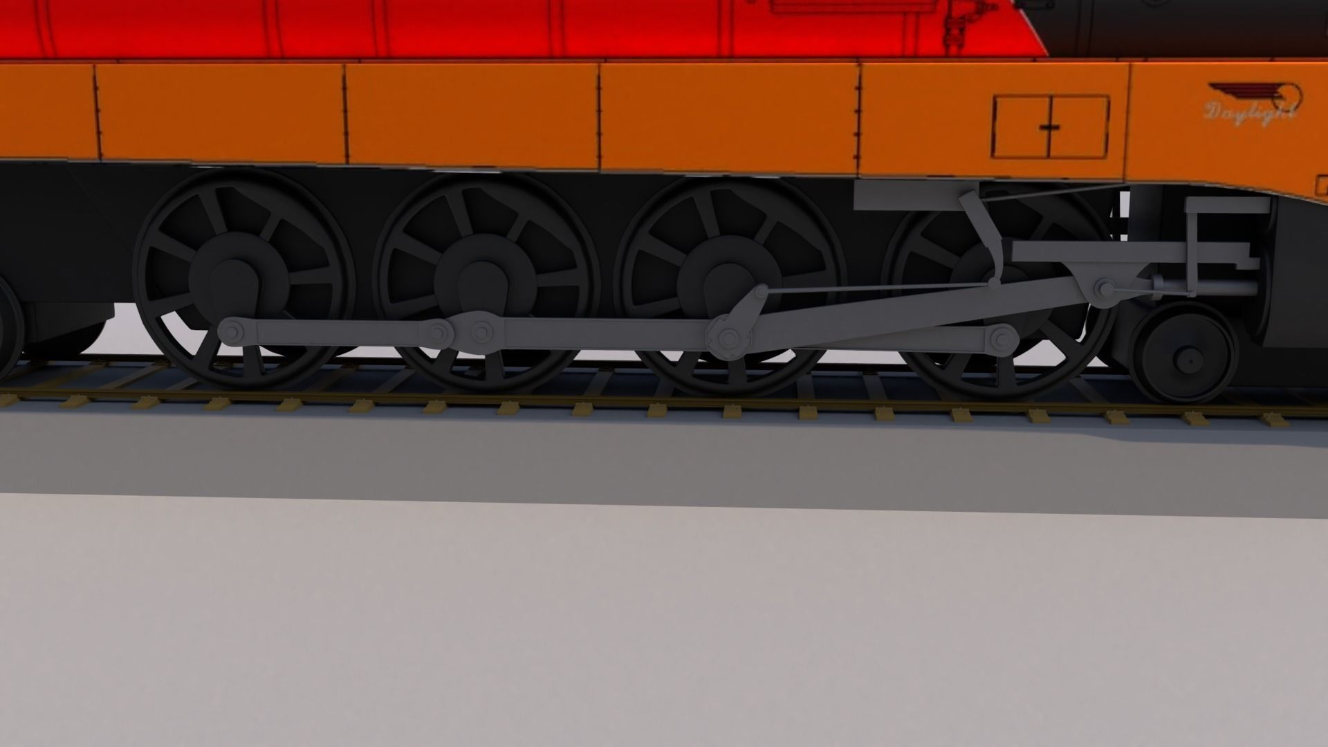 Daylight Steam Locomotive Train 3D model_2