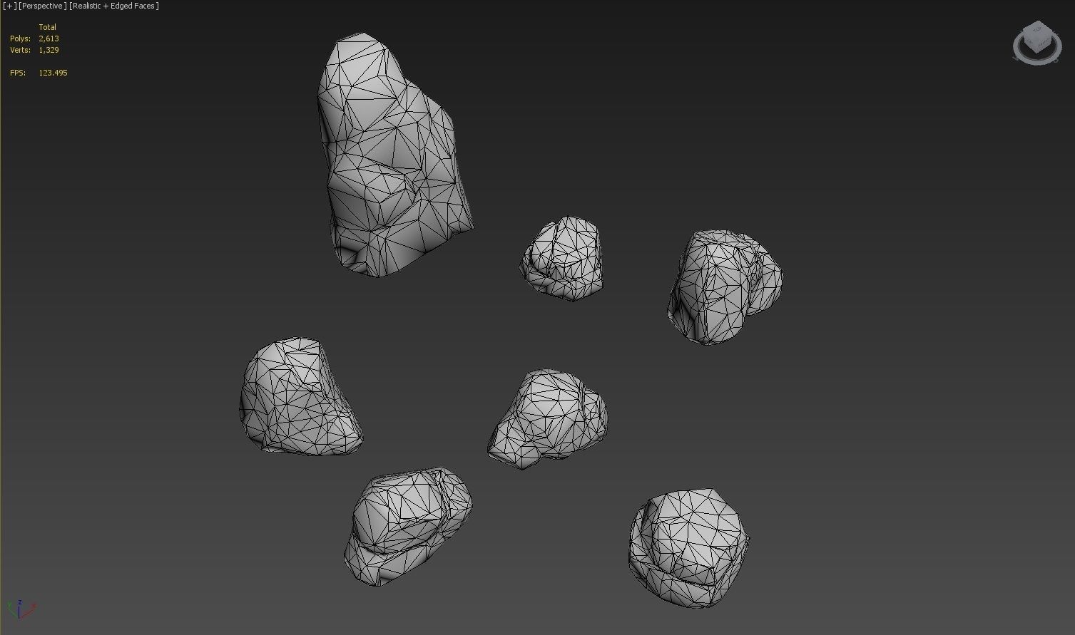 7 Stylized Rocks with 6  Base Color Texture Low-poly 3D model_7
