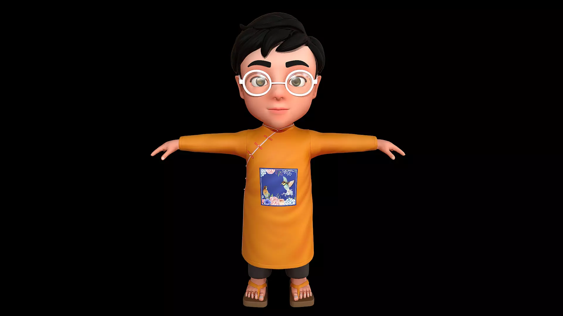 Cartoon-Character-Child-Indian-Rig cartoon character in orang... 3D model_0