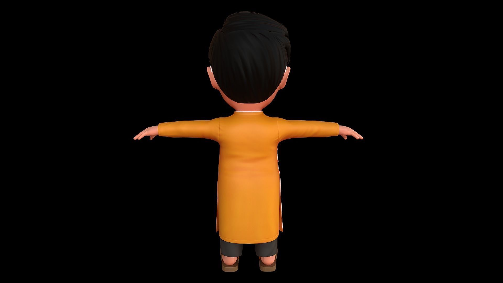 Cartoon-Character-Child-Indian-Rig cartoon character in orang... 3D model_4