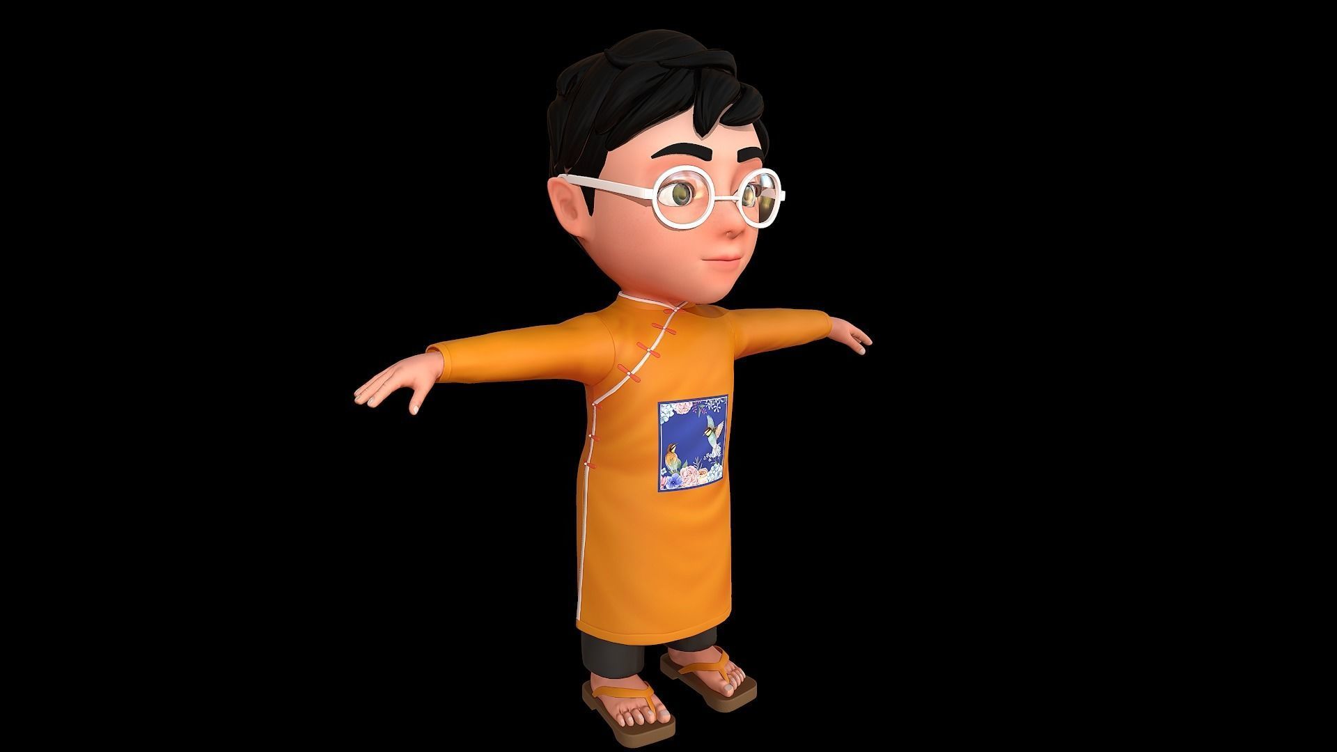 Cartoon-Character-Child-Indian-Rig cartoon character in orang... 3D model_2
