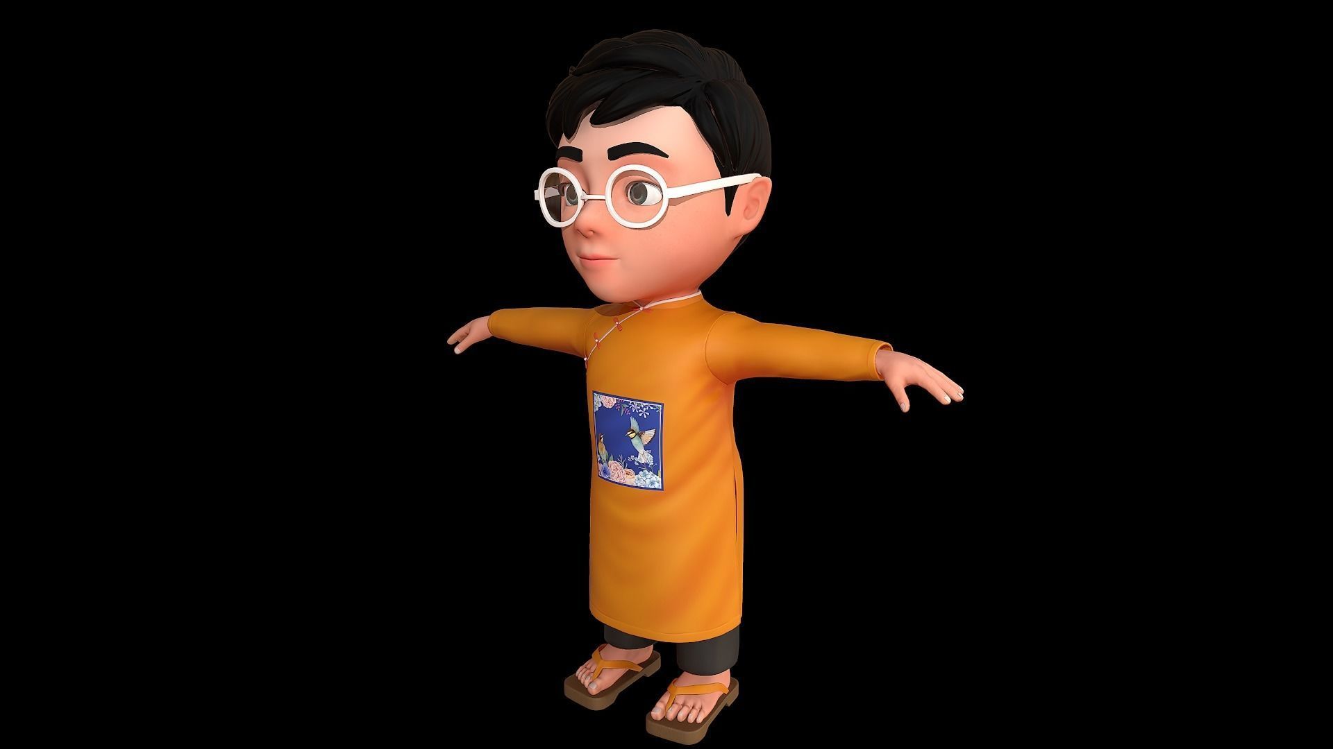 Cartoon-Character-Child-Indian-Rig cartoon character in orang... 3D model_5