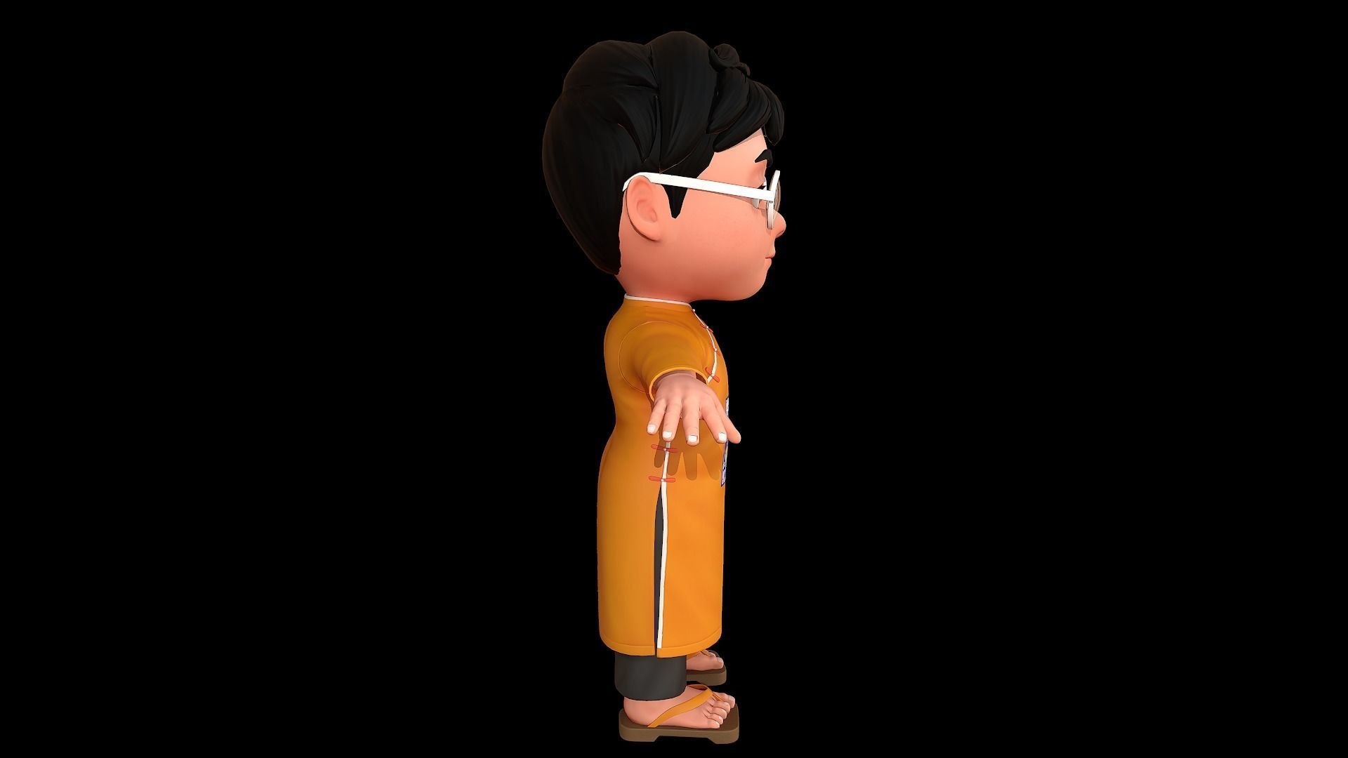 Cartoon-Character-Child-Indian-Rig cartoon character in orang... 3D model_3