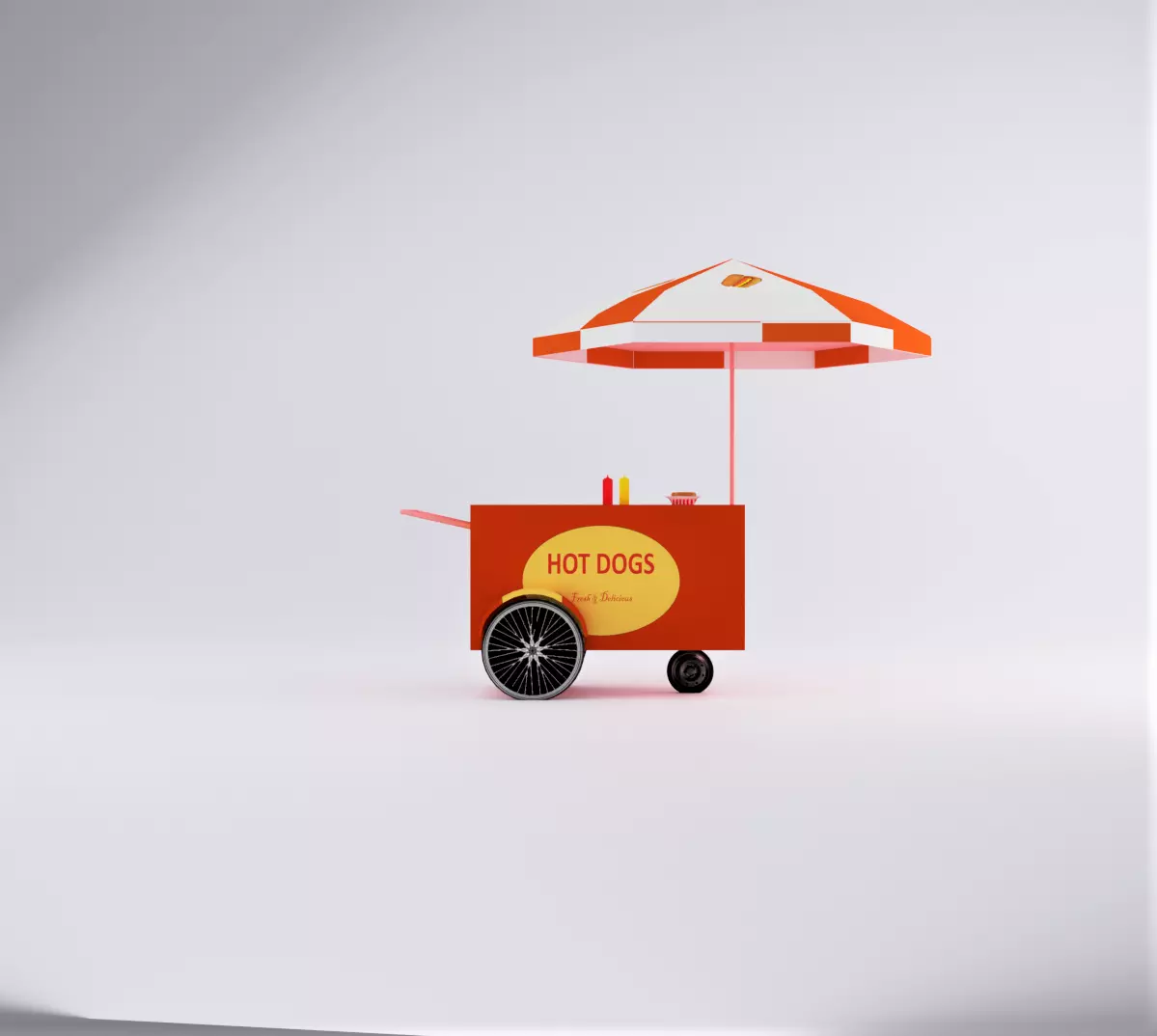 Hot Dog Cart Low-poly 3D model_0
